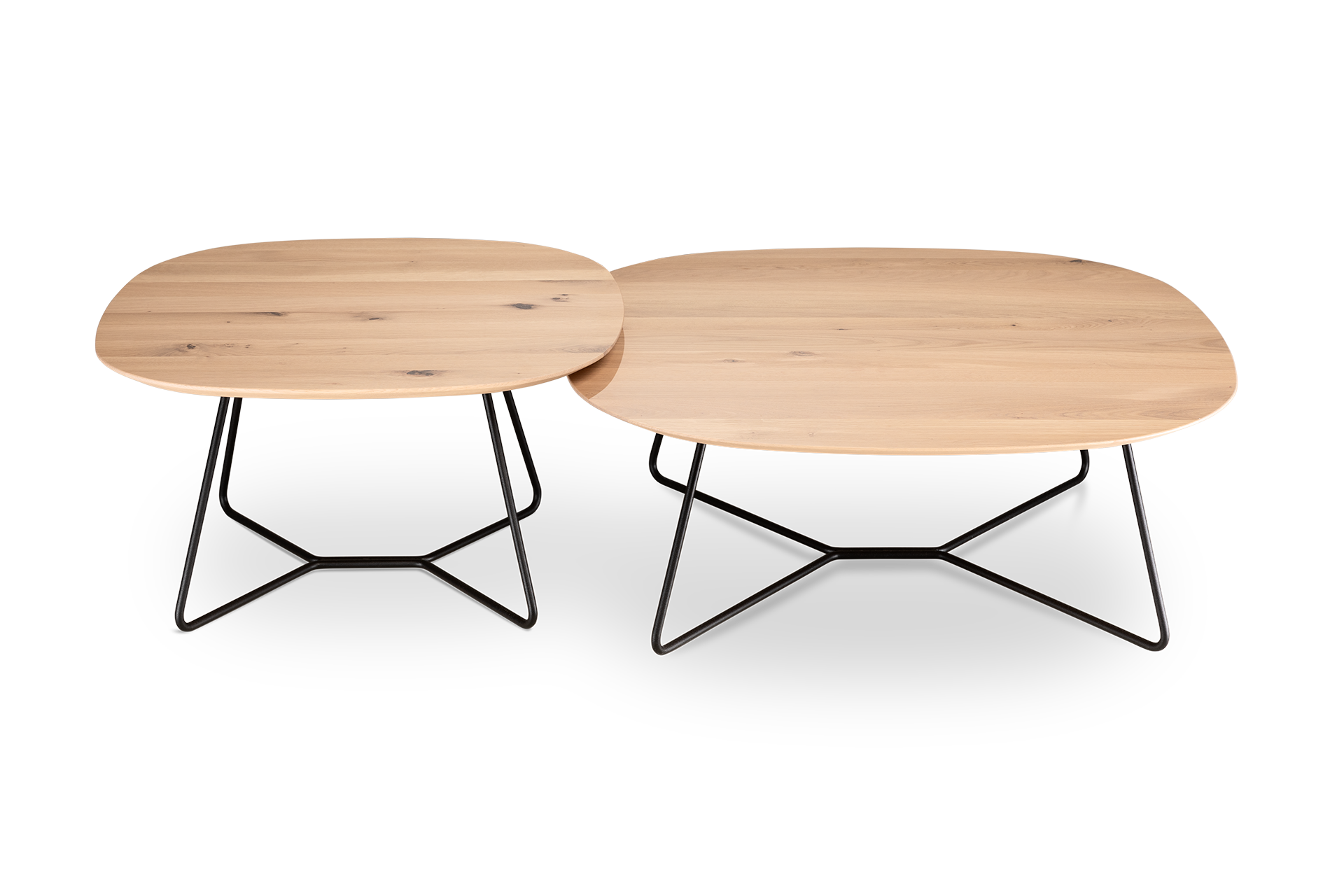 ODIN MASSIEFEIKEN SALONTAFELSET VERJONGD VOORAANZICHT