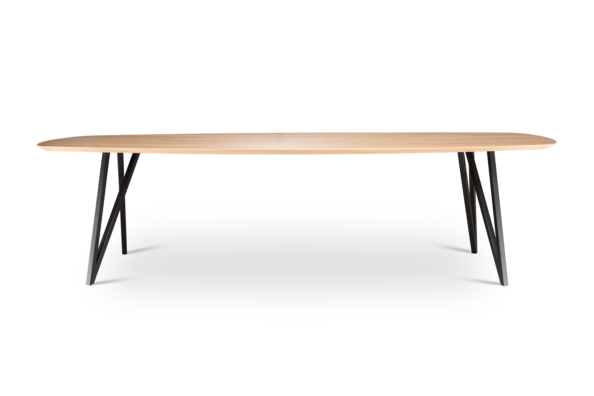 VIK DEENSOVALE EETKAMERTAFEL MASSIEF EIKENHOUT VERJONGD VOORAANZICHT